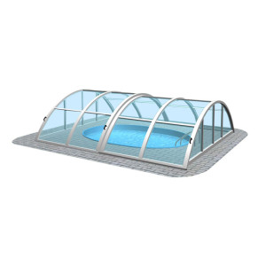 Plastový oválný bazén 4x3x1,2m<br>Zastřešení Practic 4,3x3,2x1m
