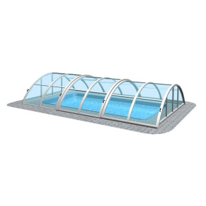 Plastový obdelníkový bazén 7x3x1,2m<br>Zastřešení Practic 7,4x3,2x1m